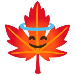 smiling face with halo and maple leaf