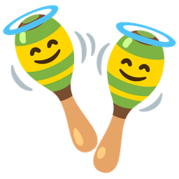 smiling face with halo and maracas