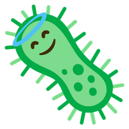 smiling face with halo and microbe