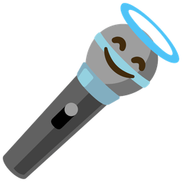 smiling face with halo and microphone