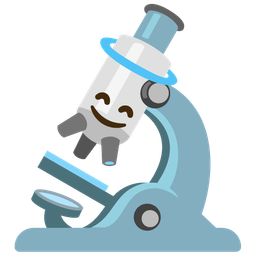 smiling face with halo and microscope