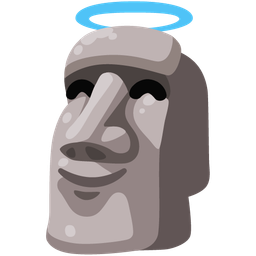 smiling face with halo and moai