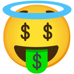 Smiling face with halo and Money-mouth face