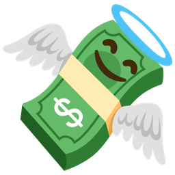smiling face with halo and money with wings
