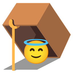 smiling face with halo and mouse trap