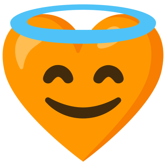 Smiling face with halo and Orange heart