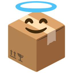 smiling face with halo and package