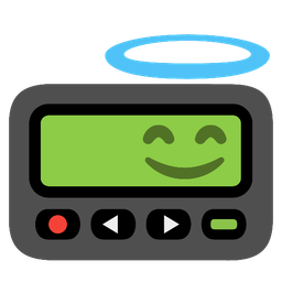 smiling face with halo and pager