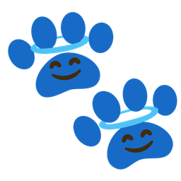 smiling face with halo and paw prints