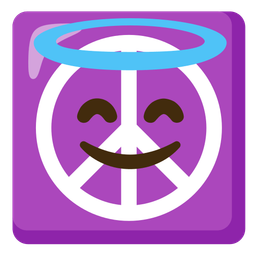 smiling face with halo and peace symbol