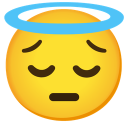 smiling face with halo and pensive face