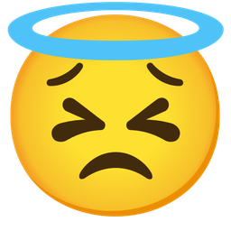 smiling face with halo and persevering face