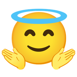 smiling face with halo and person shrugging