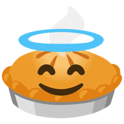 smiling face with halo and pie