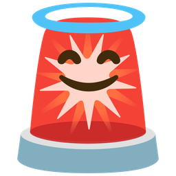 smiling face with halo and police car light