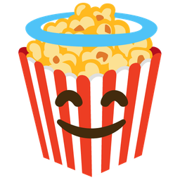 smiling face with halo and popcorn