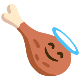 smiling face with halo and poultry leg
