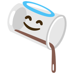 smiling face with halo and pouring liquid