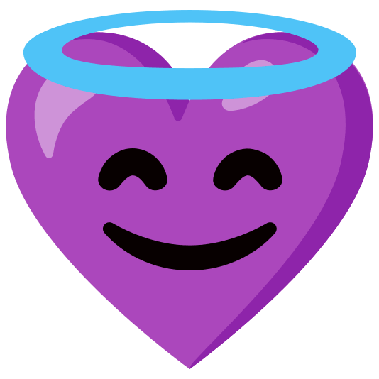 Smiling face with halo and Purple heart
