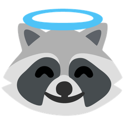 smiling face with halo and raccoon