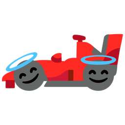 smiling face with halo and racing car