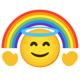 smiling face with halo and rainbow