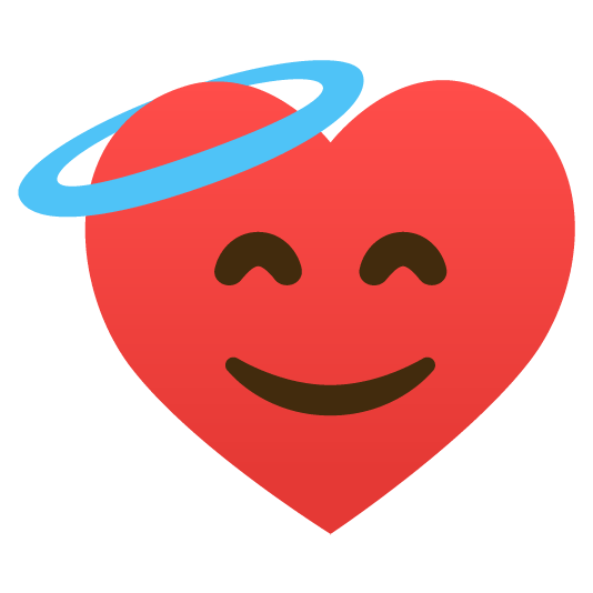 Smiling face with halo and Red heart