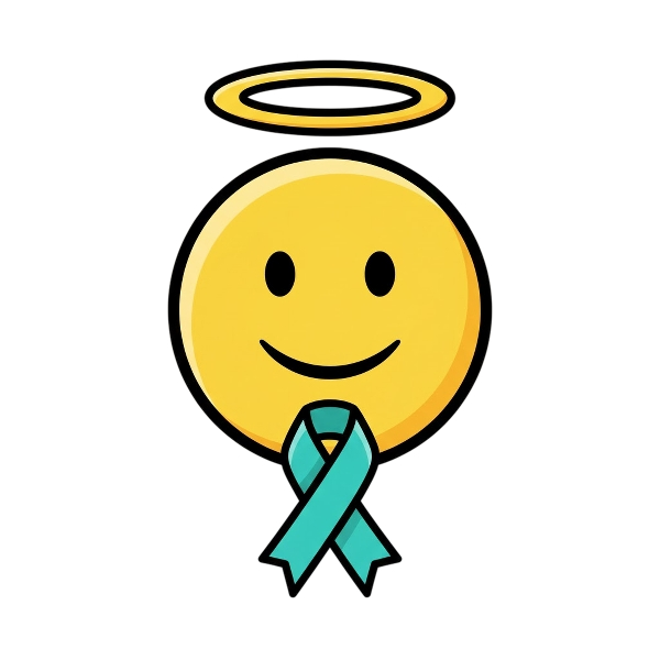 Smiling face with halo and Reminder ribbon