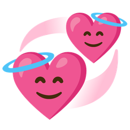 smiling face with halo and revolving hearts