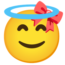 smiling face with halo and ribbon