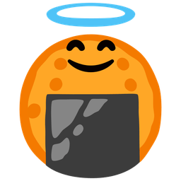 smiling face with halo and rice cracker