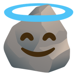 smiling face with halo and rock