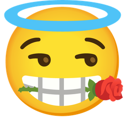 smiling face with halo and rose