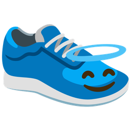 smiling face with halo and running shoe