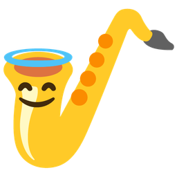 smiling face with halo and saxophone