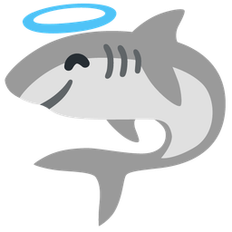 smiling face with halo and shark
