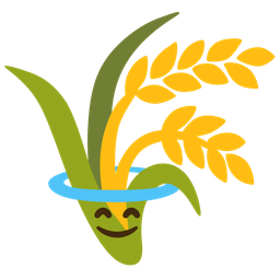 smiling face with halo and sheaf of rice