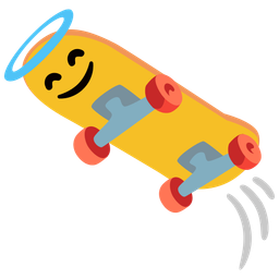 smiling face with halo and skateboard