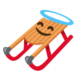 smiling face with halo and sled