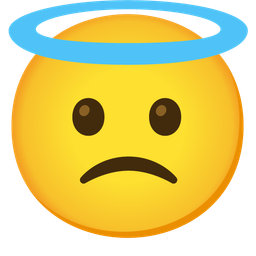 smiling face with halo and slightly frowning face