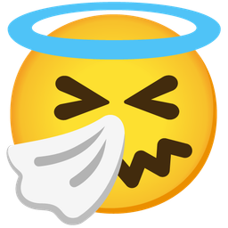 smiling face with halo and sneezing face