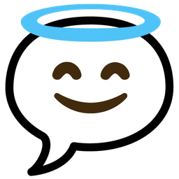 smiling face with halo and speech balloon