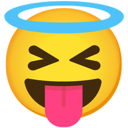 Smiling face with halo and Squinting face with tongue