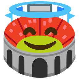 smiling face with halo and stadium