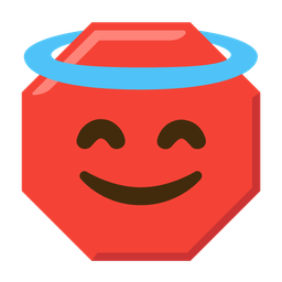 smiling face with halo and stop sign