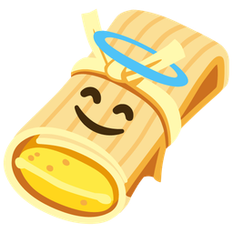 smiling face with halo and tamale