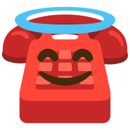 smiling face with halo and telephone