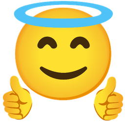 smiling face with halo and thumbs up