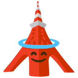 smiling face with halo and Tokyo tower