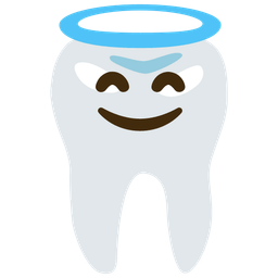 smiling face with halo and tooth